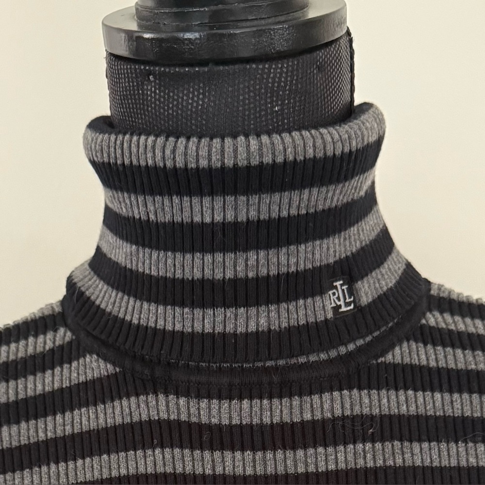 Ralph Lauren Black and Gray Striped Sweater - Picture 7 of 7